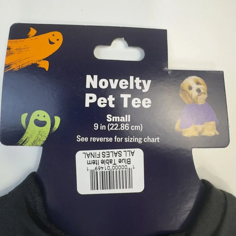 Halloween Novelty Pet Tee Small Ghost and Pumpkin Design Black Dog Costume NEW
